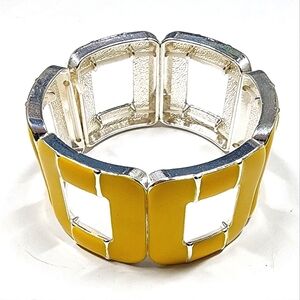 Yellow Enamel / Silver Bangle Bracelet